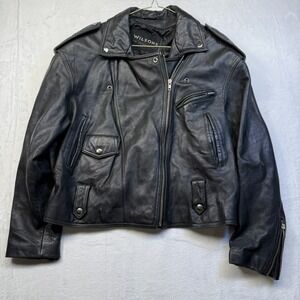 Wilson's‎ Black Leather Motorcycle Jacket Men's Sz Large NO BELT Good Shape